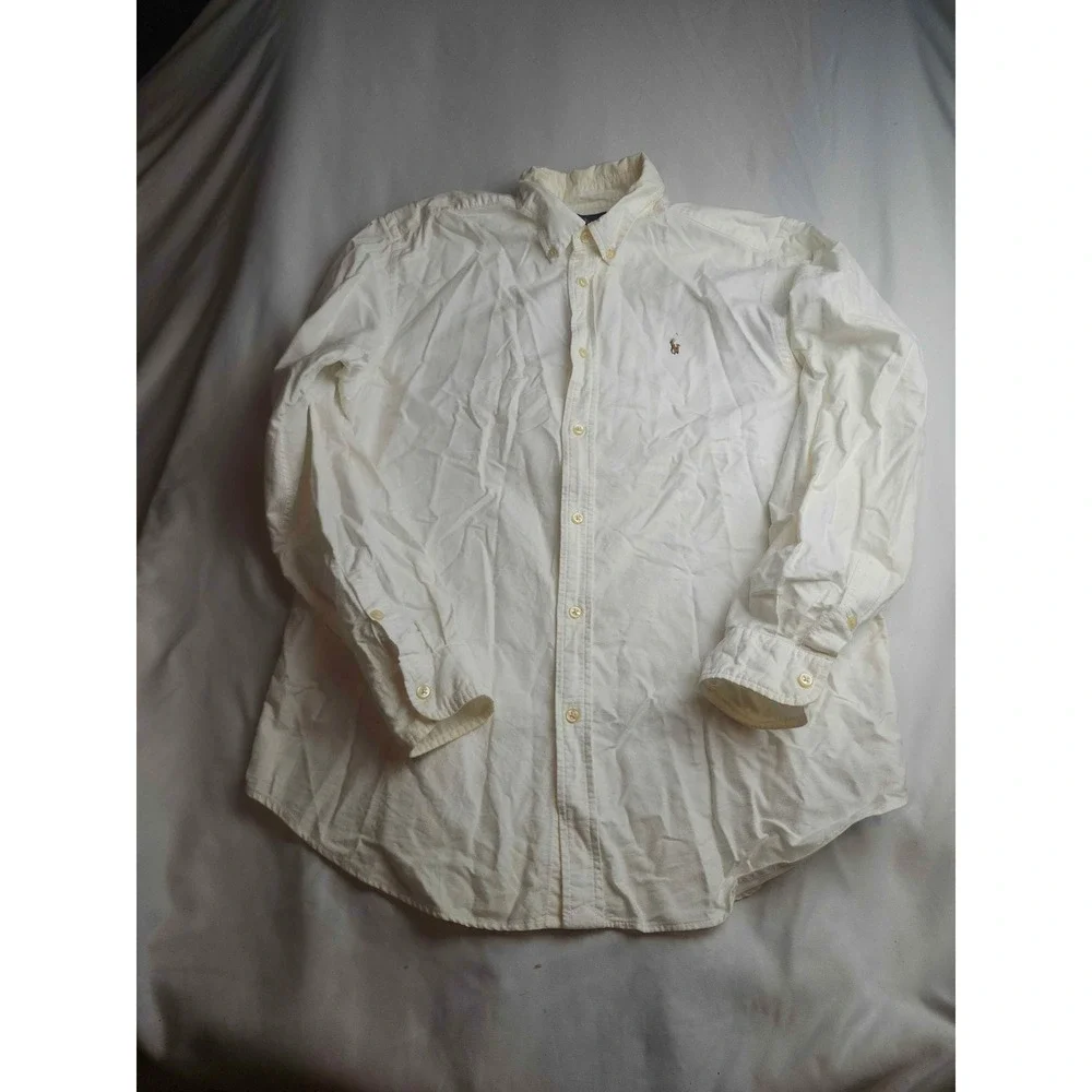 Ralph Lauren Boys White Cotton Oxford Button Down Shirt Size 20 Pony Logo